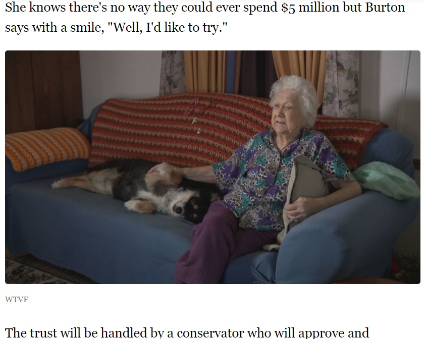 愛犬を溺愛していた飼い主が2020年に亡くなり、犬の世話を託された米テネシー州在住の女性。5億円超の遺産を犬のために使わなければいけない使命を背負った（『NewsChannel 5 Nashville　「8-year-old border collie named Lulu inherits ＄5 million in owner’s will」（WTVF）』より）