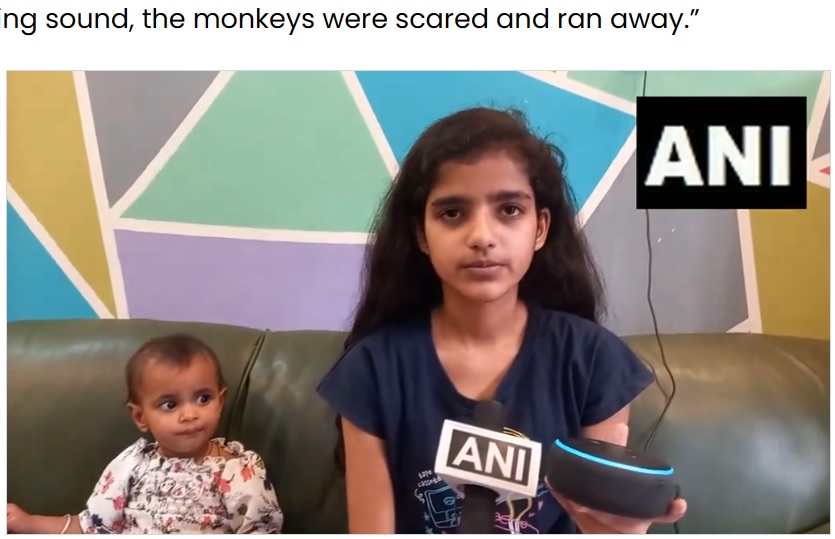 メディアのインタビューに応じるニキータさん。当時のことを「怖かった」と振り返った（『Business Today　「‘Alexa, bark like a dog’: How tech-savvy UP teen saved toddler from monkey attack」』より） 