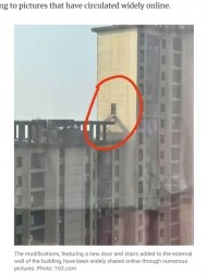 【海外発！Breaking News】高層マンションに住む女性、自分専用の非常口をつくる　外壁を壊してドアを設置（中国）